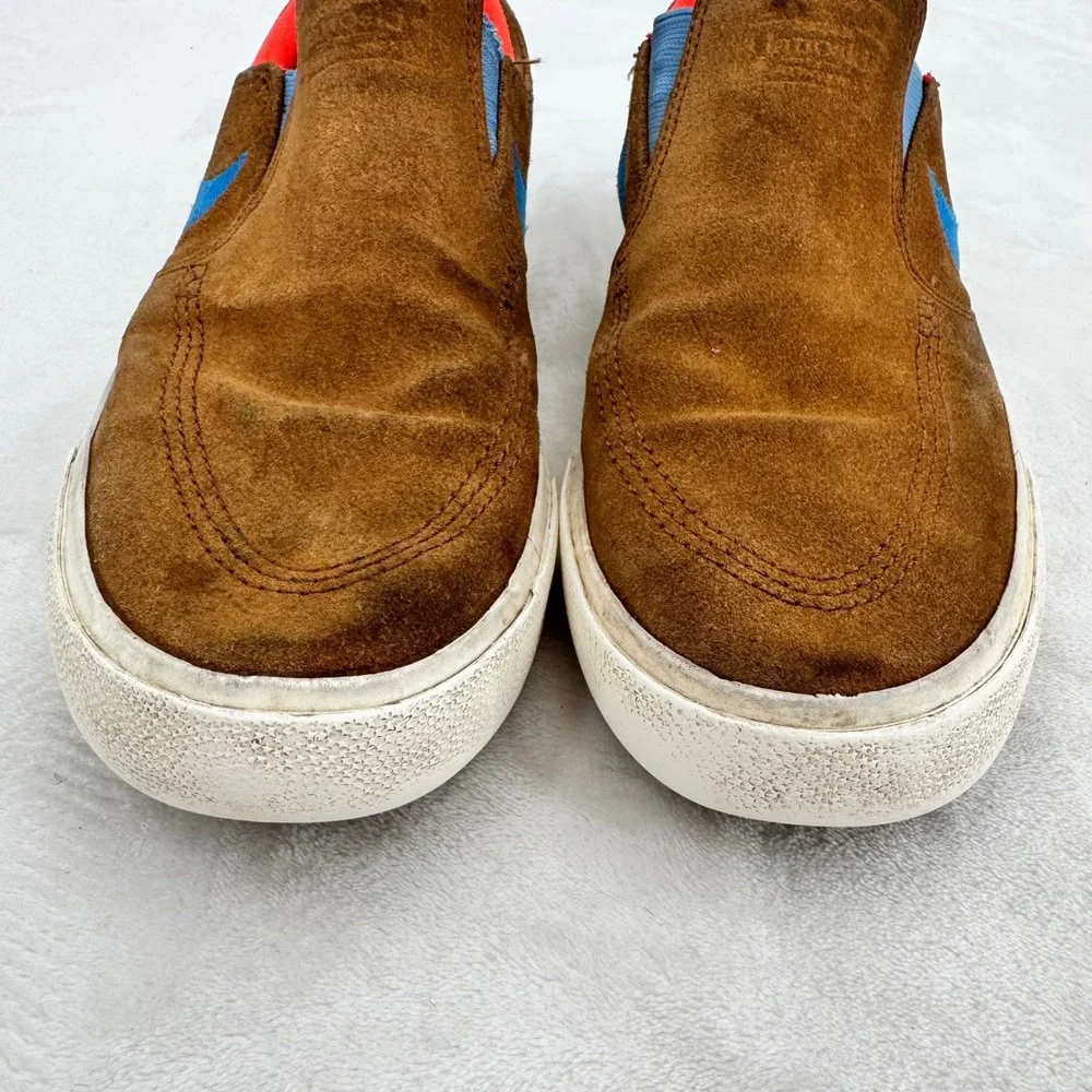 Nike Zoom SB Stefan Janoski Slip Tan Blue Mens Size 10 Brown Suede Nike Swoosh